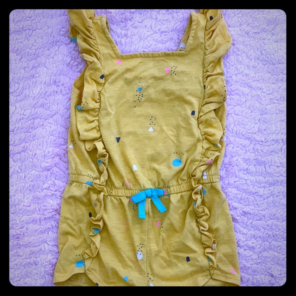 Cat jack yellow ruffle romper.